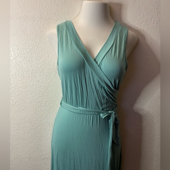 🆕7th Ray Sleeveless Belted Maxi In Nile Blue Gown with Ruffled Tiered Dress M🆕 - Picture 4 of 10